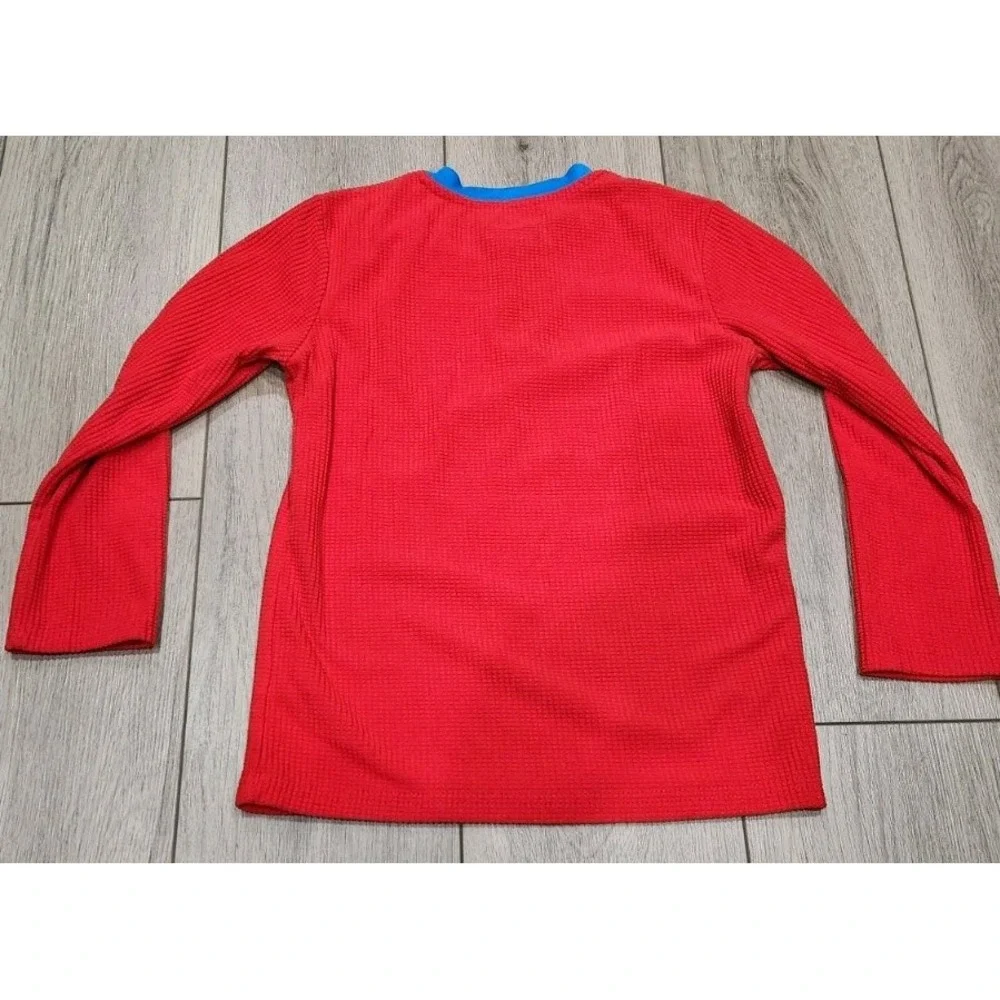 Nintendo Super Mario Boys Pajama Top Medium Red Fleece‎ Long Sleeve